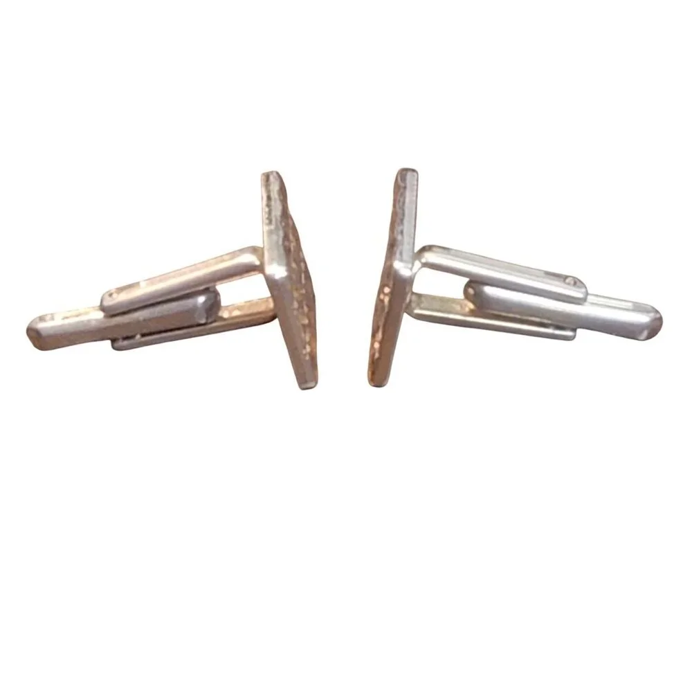 Vintage Hickok USA Gold Tone Cufflinks Geometric Diamond Design MCM Mens 1960s